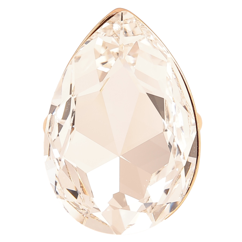 Кольцо Xuping цвет Позолота 18K с кр-ми Swarovski "Крупная кристальная капля Clear" 3х2см фото №1