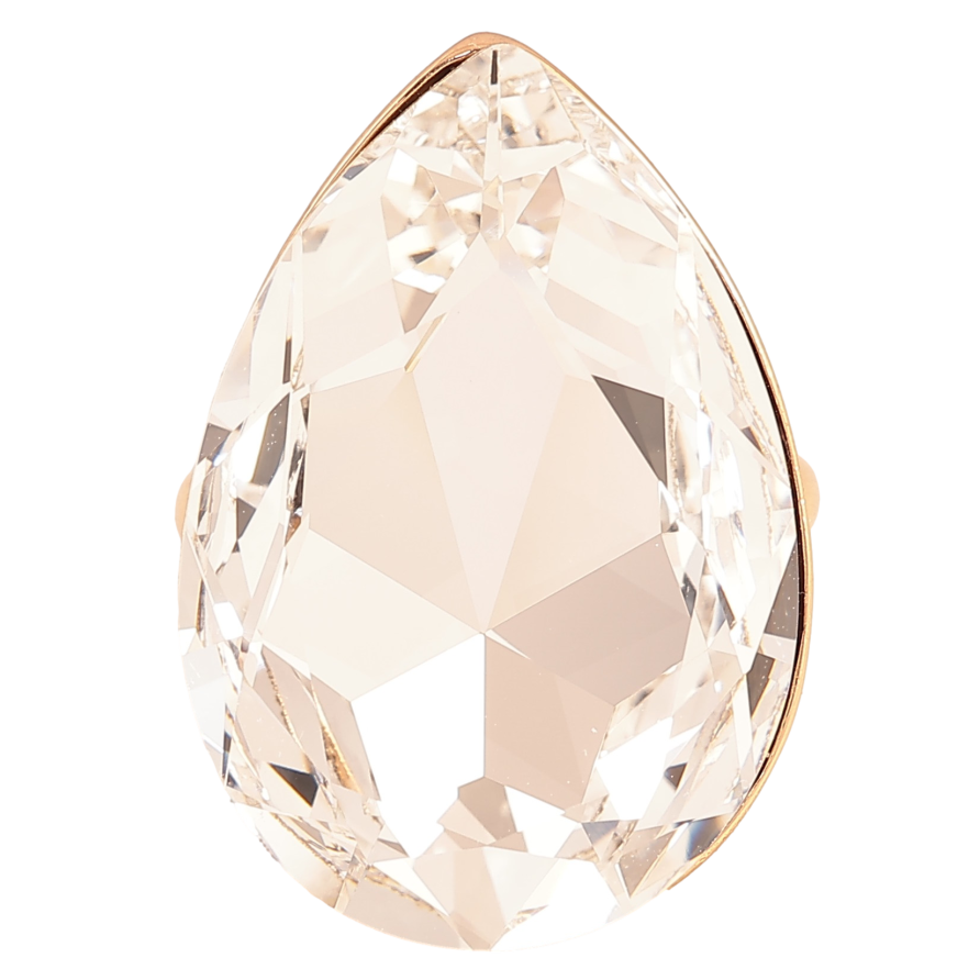 Кольцо Xuping цвет Позолота 18K с кр-ми Swarovski "Крупная кристальная капля Clear" 3х2см фото №1
