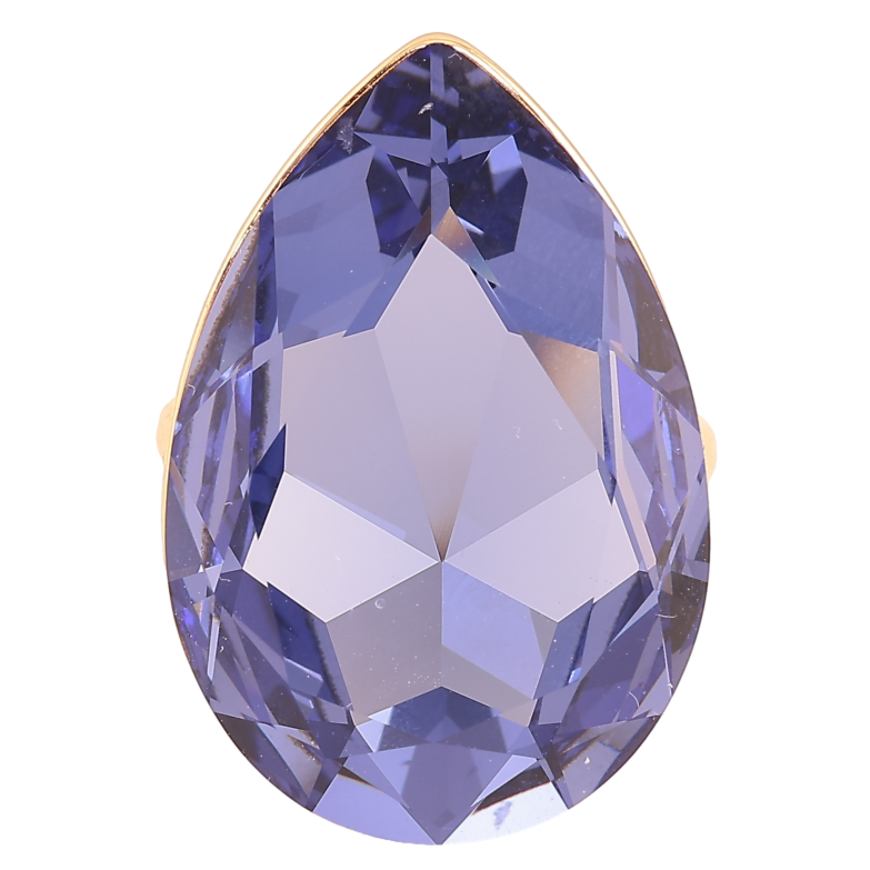 Кольцо Xuping цвет Позолота 18K с кр-ми Swarovski "Крупная кристальная капля Tanzanite" 3х2см фото №1