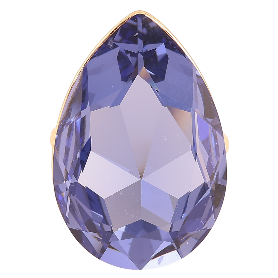 Кольцо Xuping цвет Позолота 18K с кр-ми Swarovski "Крупная кристальная капля Tanzanite" 3х2см фото №1