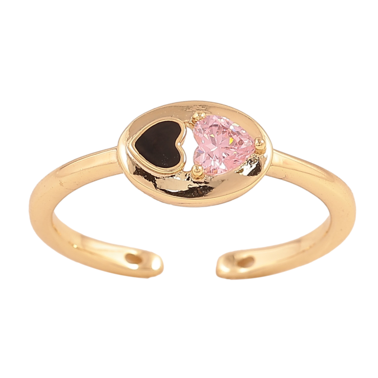 Каблучка Xuping колір Позолота 14K "Чорне та рожеве кристальне серця" фото №14 Каблучка Xuping колір Позолота 14K "Чорне та рожеве кристальне серця" фото №14