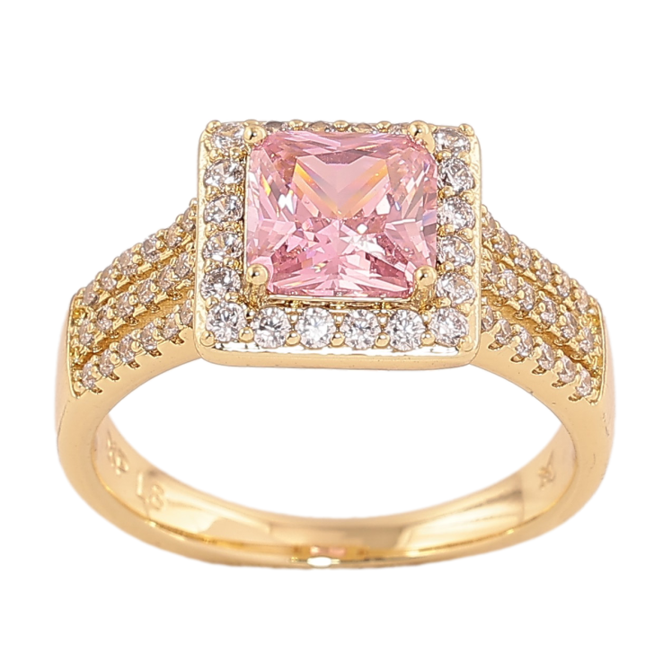 Кольцо Xuping цвет Позолота 14K "Розовый кристалл в обрамлении" фото №14