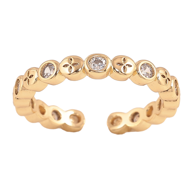 Каблучка Xuping колір Позолота 14K "Доріжка кристалів" фото №1