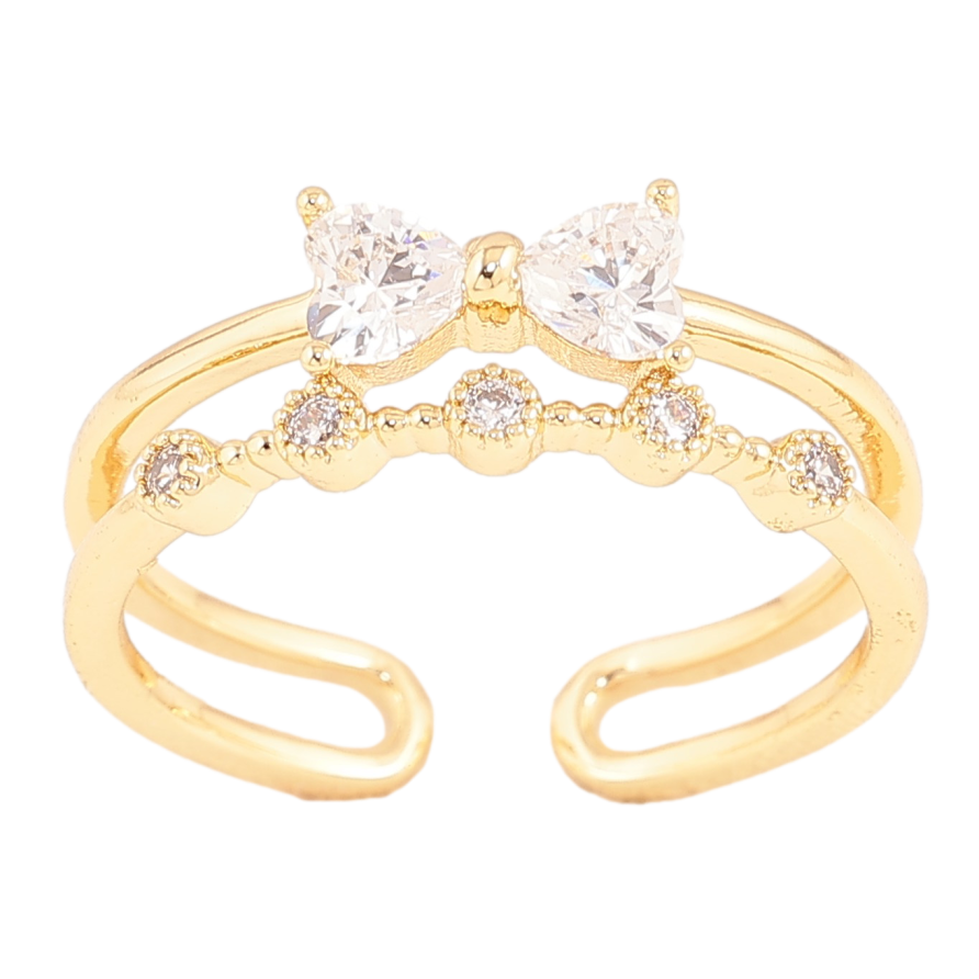 Каблучка Xuping колір Позолота 14K "Кристальний бантик" фото №1 Каблучка Xuping колір Позолота 14K "Кристальний бантик" фото №1