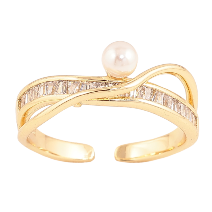 Каблучка Xuping колір Позолота 14K "Візерунок з кристалами і перлиною" фото №14 Каблучка Xuping колір Позолота 14K "Візерунок з кристалами і перлиною" фото №14