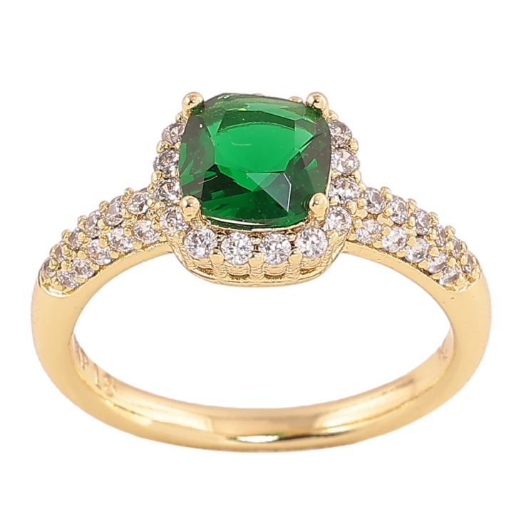 Кольцо Xuping цвет Позолота 14K "Инкрустация с зеленым кристаллом" фото №10