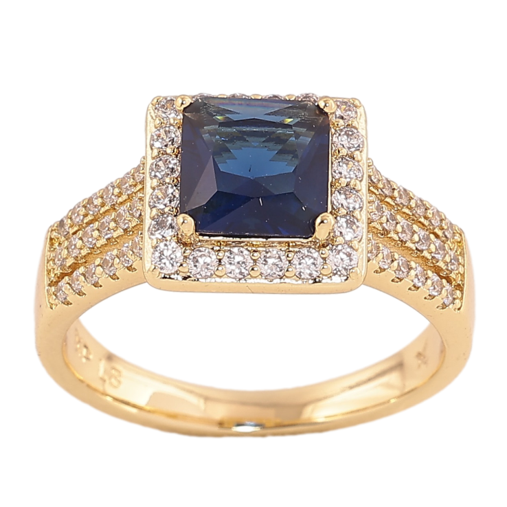 Кольцо Xuping цвет Позолота 14K "Синий кристалл в обрамлении" фото №16