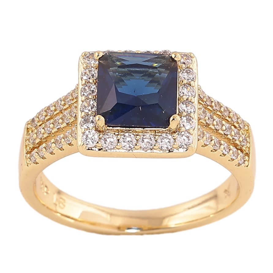 Кольцо Xuping цвет Позолота 14K "Синий кристалл в обрамлении" фото №1 Кольцо Xuping цвет Позолота 14K "Синий кристалл в обрамлении" фото №1