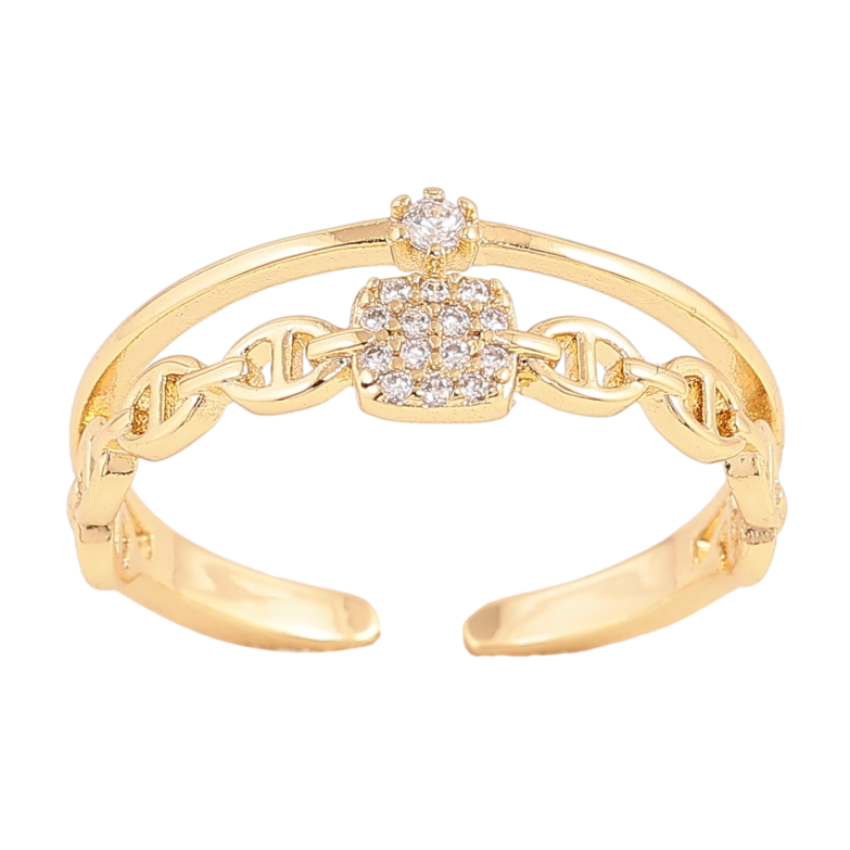 Каблучка Xuping колір Позолота 14K "Візерунок з кристалами" фото №1 Каблучка Xuping колір Позолота 14K "Візерунок з кристалами" фото №1