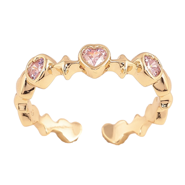 Кольцо Xuping цвет Позолота 14K "Розовые кристальные сердечки" фото №18 Кольцо Xuping цвет Позолота 14K "Розовые кристальные сердечки" фото №18