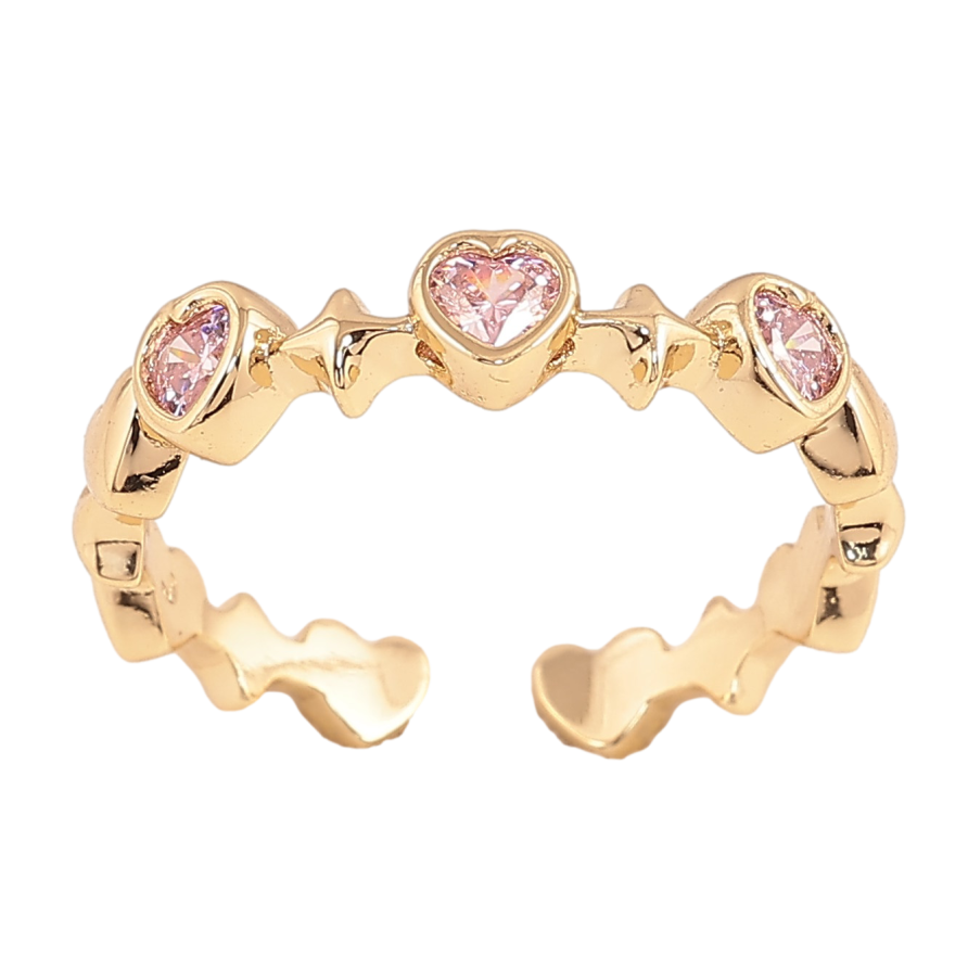 Кольцо Xuping цвет Позолота 14K "Розовые кристальные сердечки" фото №1