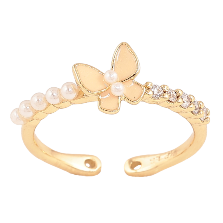 Каблучка Xuping колір Позолота 14K "Метелик з емаллю та перлинами" фото №20 Каблучка Xuping колір Позолота 14K "Метелик з емаллю та перлинами" фото №20