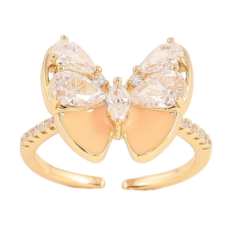 Кольцо Xuping цвет Позолота 14K "Кристальная бабочка с бежевой эмалью" фото №16 Кольцо Xuping цвет Позолота 14K "Кристальная бабочка с бежевой эмалью" фото №16