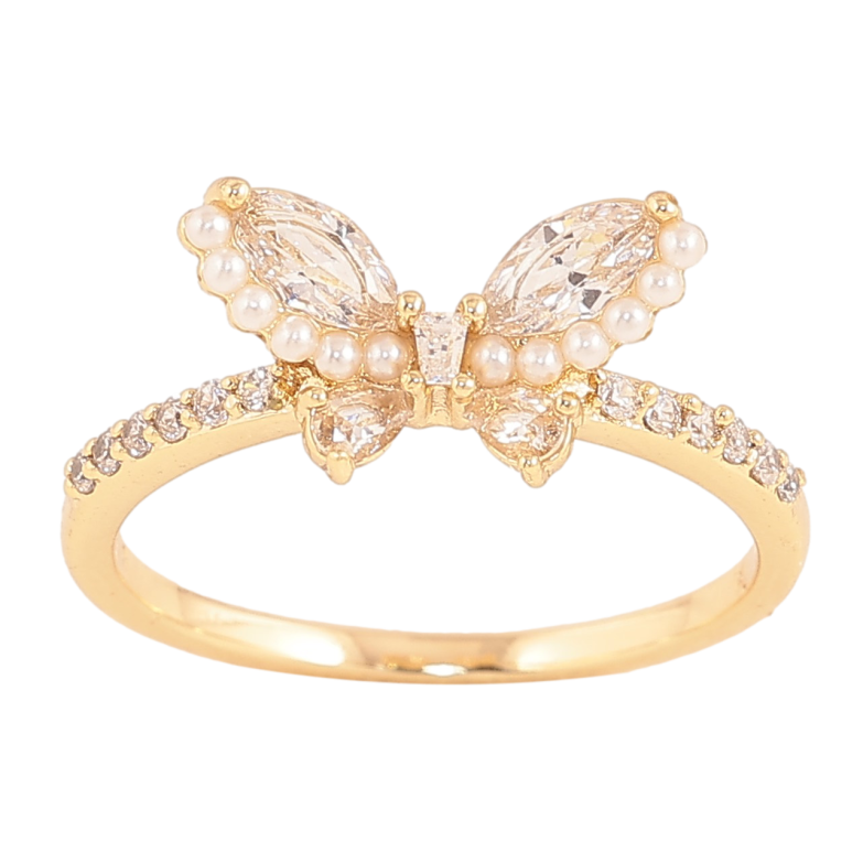 Кольцо Xuping цвет Позолота 14K "Кристально-жемчужная бабочка" фото №2