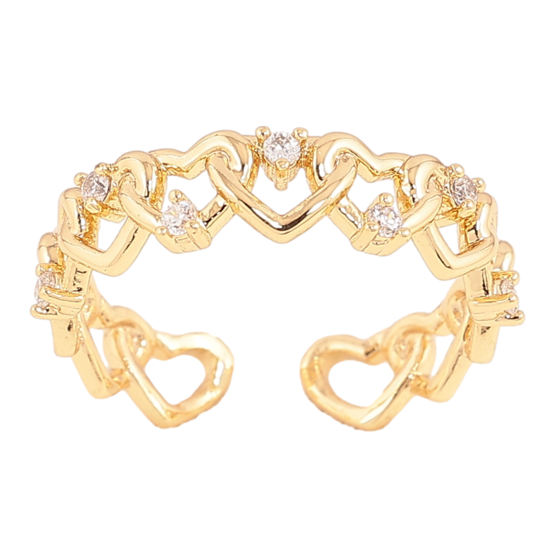 Каблучка Xuping колір Позолота 14K "Сердечки" фото №1