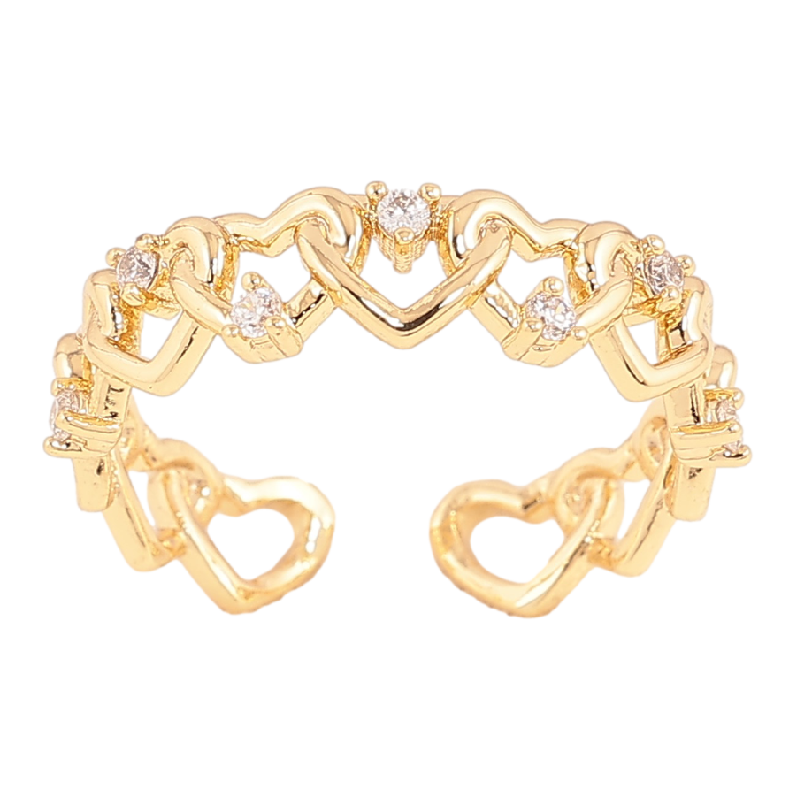 Каблучка Xuping колір Позолота 14K "Сердечки" фото №1