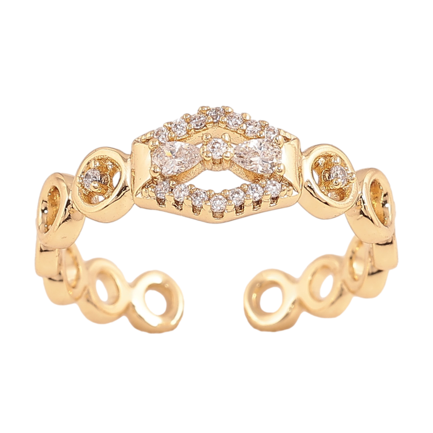 Кольцо Xuping цвет Позолота 14K "Узор с кристаллами" фото №1 Кольцо Xuping цвет Позолота 14K "Узор с кристаллами" фото №1