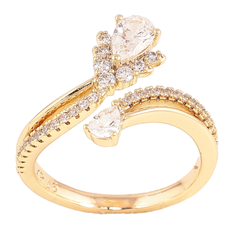 Каблучка Xuping колір Позолота 14K "Візерунок з кристалами" фото №16
