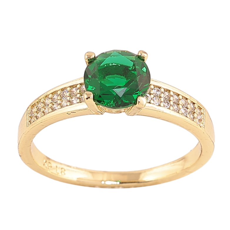 Кольцо Xuping цвет Позолота 14K "Узор с зеленым кристаллом" фото №1 Кольцо Xuping цвет Позолота 14K "Узор с зеленым кристаллом" фото №1