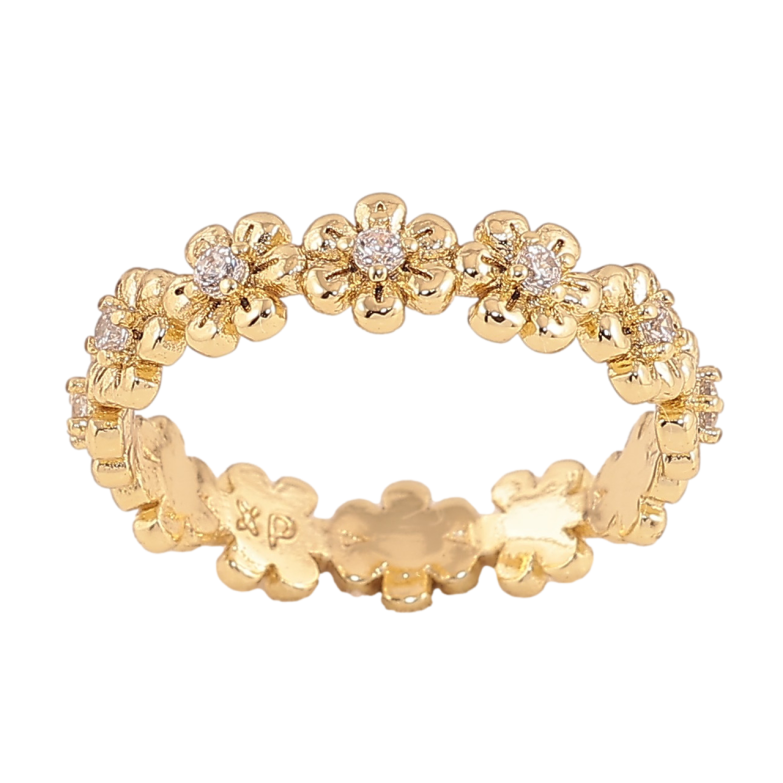 Каблучка Xuping колір Позолота 14K "Квіточки з кристалами" фото №1