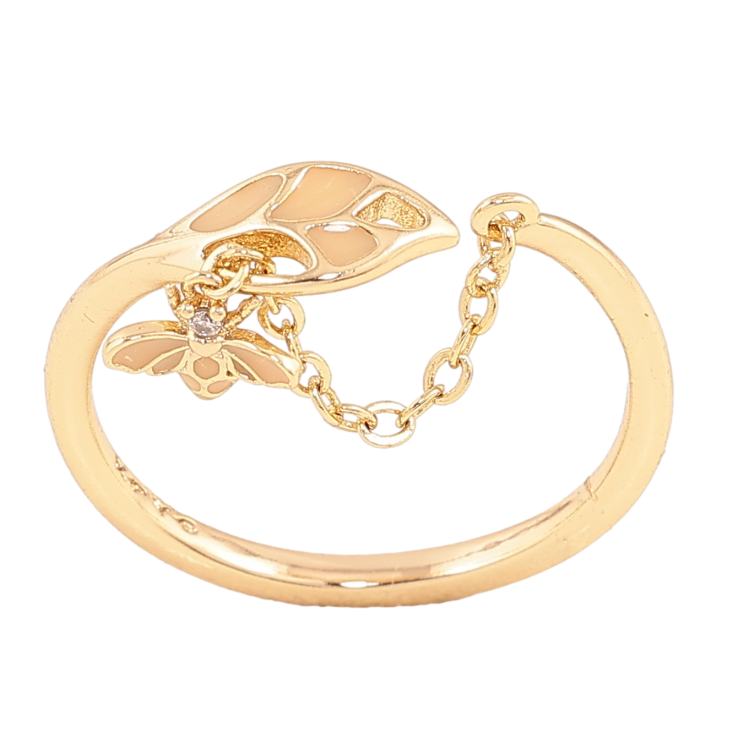 Каблучка Xuping колір Позолота 14K "Мушка на ланцюжку" фото №11 Каблучка Xuping колір Позолота 14K "Мушка на ланцюжку" фото №11