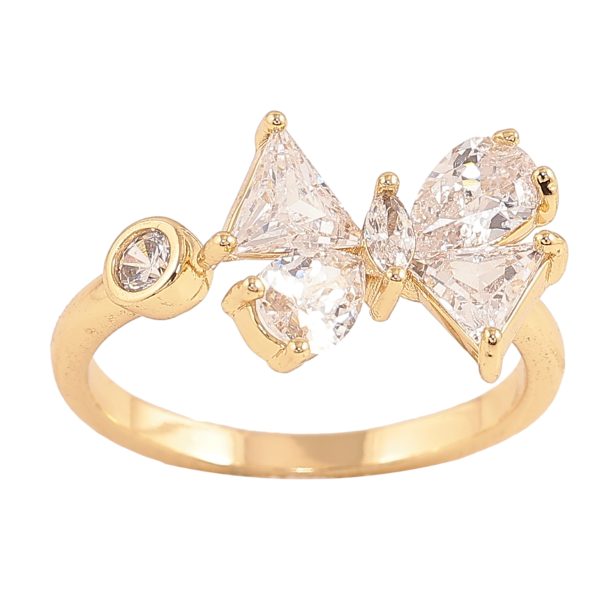 Кольцо Xuping цвет Позолота 14K "Кристальная бабочка" фото №1 Кольцо Xuping цвет Позолота 14K "Кристальная бабочка" фото №1