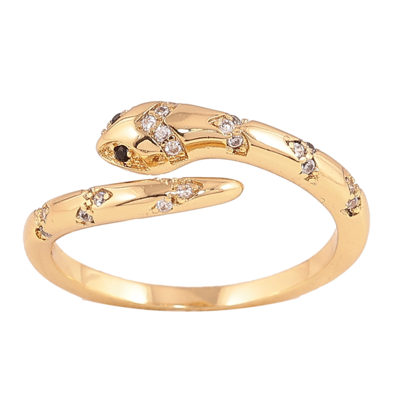 Кольцо Xuping цвет Позолота 14K "Змея с кристаллами" фото №1 Кольцо Xuping цвет Позолота 14K "Змея с кристаллами" фото №1