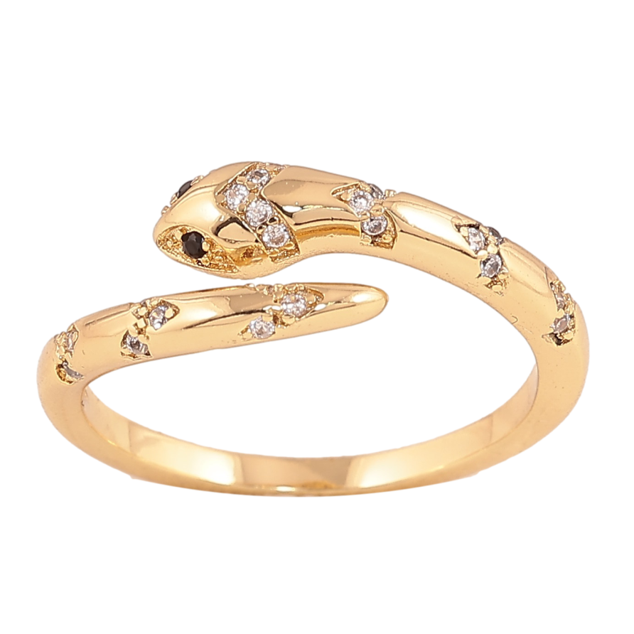Кольцо Xuping цвет Позолота 14K "Змея с кристаллами" фото №1 Кольцо Xuping цвет Позолота 14K "Змея с кристаллами" фото №1