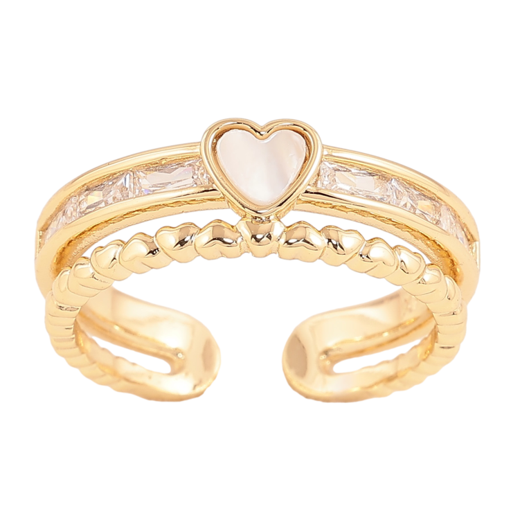 Каблучка Xuping колір Позолота 14K "Візерунок серце з перламутровою вставкою" фото №25 Каблучка Xuping колір Позолота 14K "Візерунок серце з перламутровою вставкою" фото №25