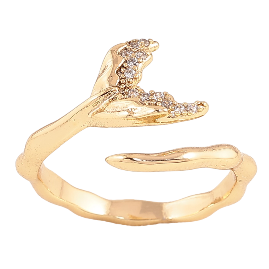 Каблучка Xuping колір Позолота 14K "Рибний хвіст з кристалами" фото №1