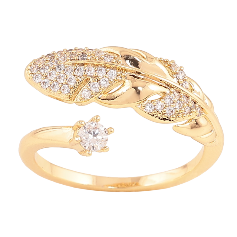 Кольцо Xuping цвет Позолота 14K "Перо с кристаллами" фото №1