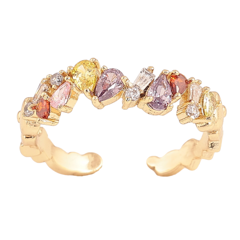 Каблучка Xuping колір Позолота 14K "Візерунок з різнокольоровими кристалами" фото №1