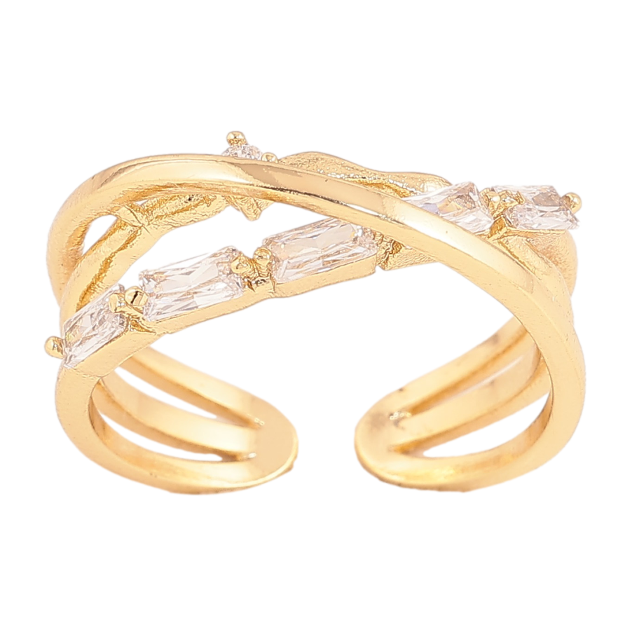 Каблучка Xuping колір Позолота 14K "Візерунок з кристалами" фото №1 Каблучка Xuping колір Позолота 14K "Візерунок з кристалами" фото №1