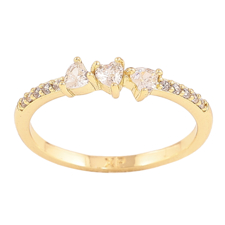 Кольцо Xuping цвет Позолота 14K "Кристальные сердечки" фото №3 Кольцо Xuping цвет Позолота 14K "Кристальные сердечки" фото №3