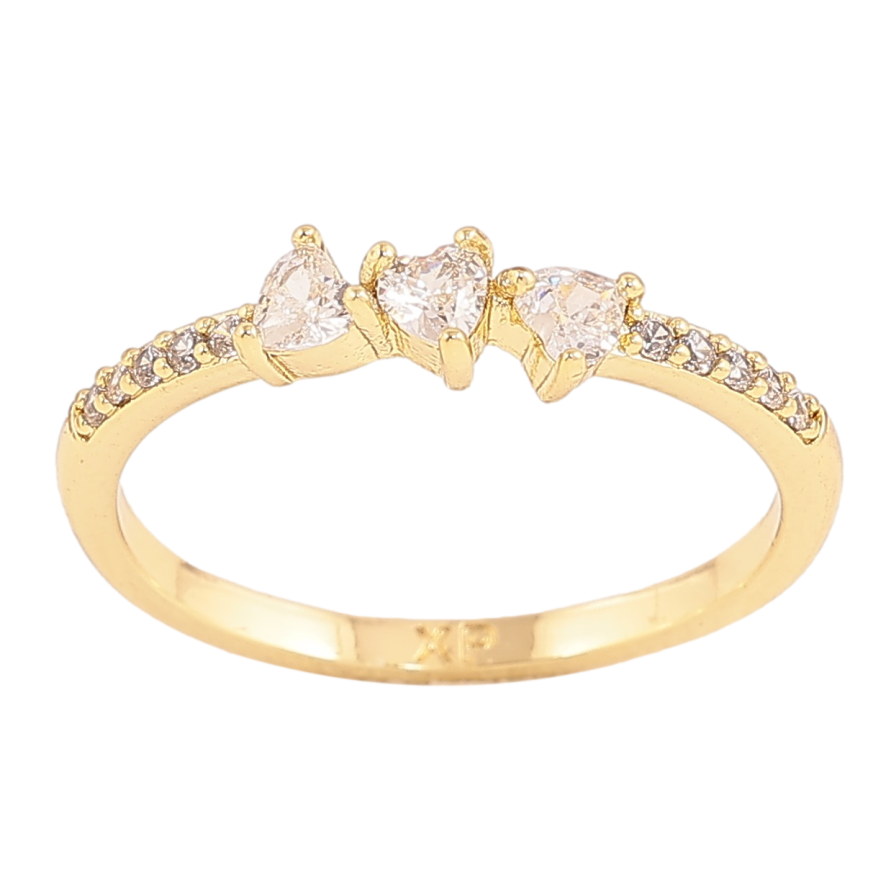 Кольцо Xuping цвет Позолота 14K "Кристальные сердечки" фото №1 Кольцо Xuping цвет Позолота 14K "Кристальные сердечки" фото №1