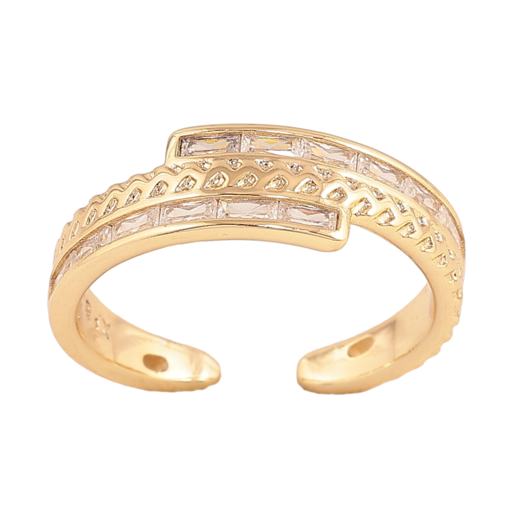 Кольцо Xuping цвет Позолота 14K "Узор с дорожками кристаллов" фото №12 Кольцо Xuping цвет Позолота 14K "Узор с дорожками кристаллов" фото №12