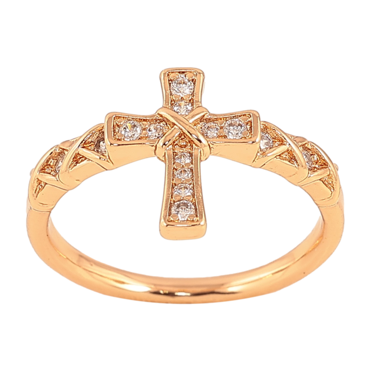 Кольцо Xuping цвет Позолота 18K "Крест с кристаллами"  фото №18
