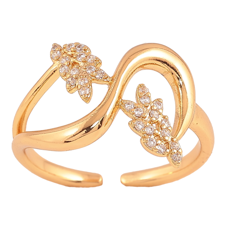 Каблучка Xuping колір Позолота 18K "Візерунок з кристалами" фото №1 Каблучка Xuping колір Позолота 18K "Візерунок з кристалами" фото №1