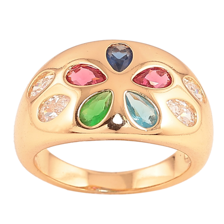 Каблучка Xuping колір Позолота 18K "Візерунок з кольоровими кристалами" фото №1