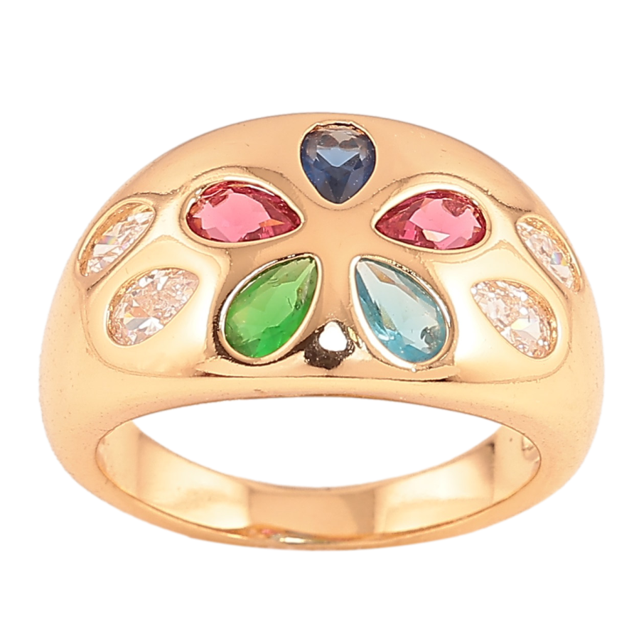 Каблучка Xuping колір Позолота 18K "Візерунок з кольоровими кристалами" фото №1