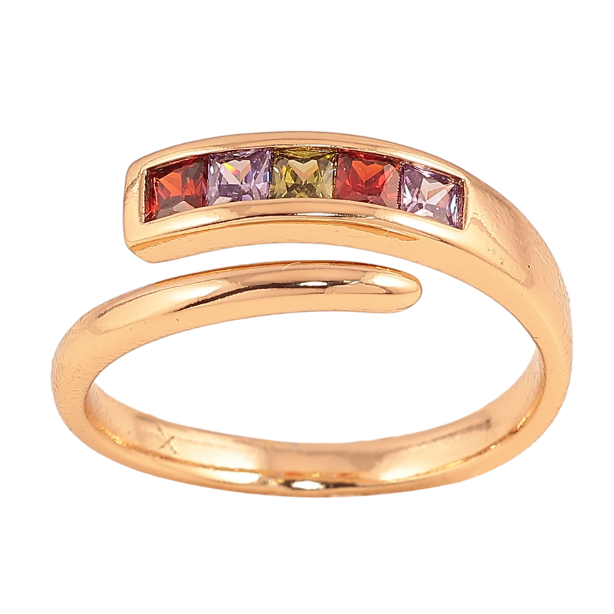 Кольцо Xuping цвет Позолота 18K "Дорожка цветных кристаллов" фото №1