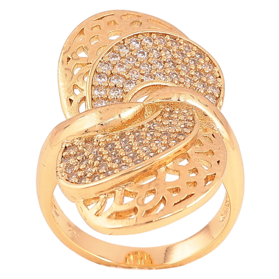 Каблучка Xuping колір Позолота 18K "Візерунок з кристалами" фото №1 Каблучка Xuping колір Позолота 18K "Візерунок з кристалами" фото №1