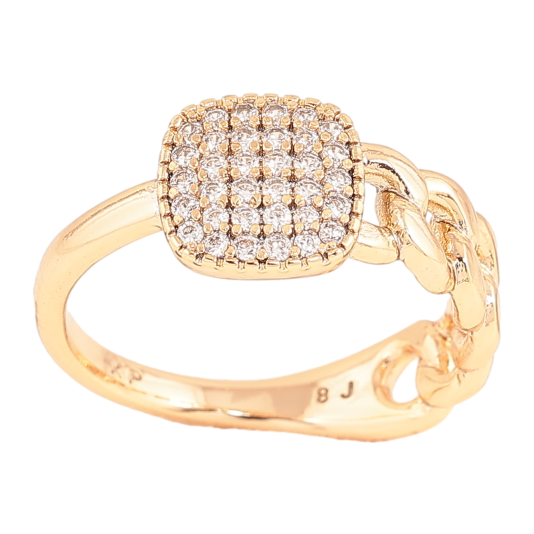 Каблучка Xuping колір Позолота 18K "Візерунок ланцюжок з інкрустацією кристалами" фото №1 Каблучка Xuping колір Позолота 18K "Візерунок ланцюжок з інкрустацією кристалами" фото №1