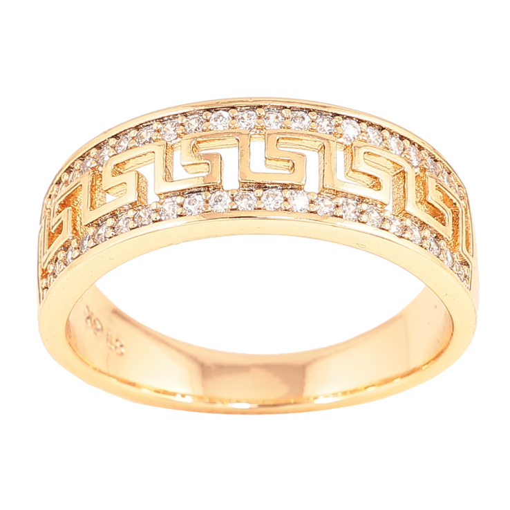 Каблучка Xuping колір Позолота 18K "Грецький візерунок з доріжками кристалів" фото №16