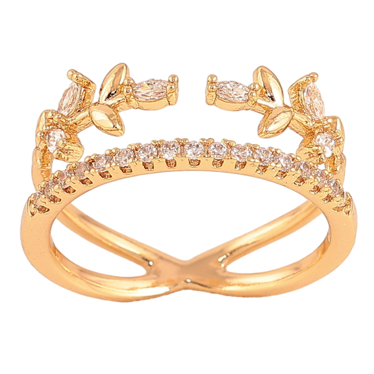 Каблучка Xuping колір Позолота 18K "Доріжка кристалів з гілочками" фото №17