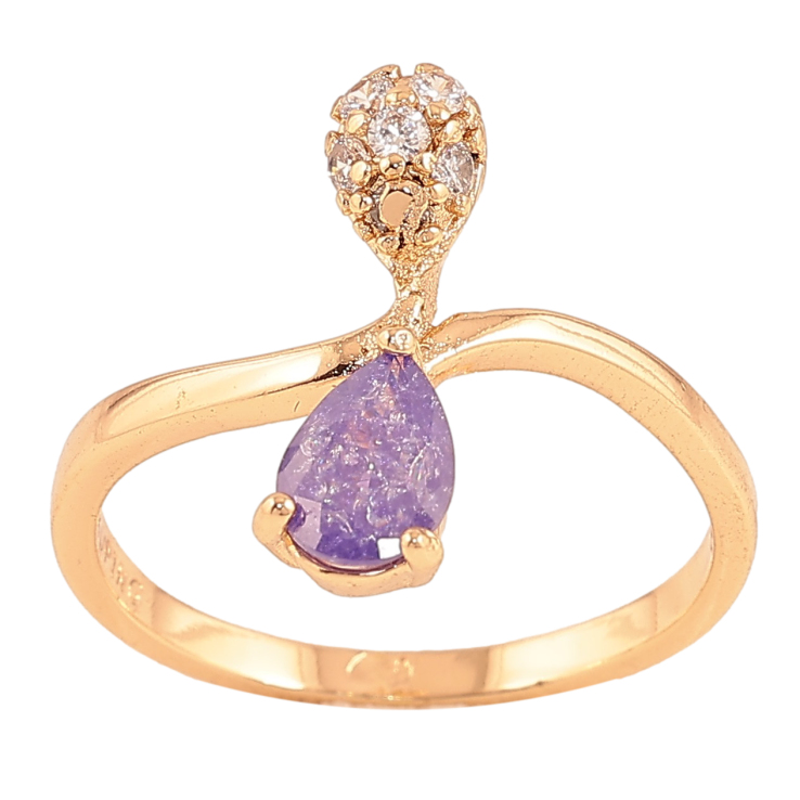 Каблучка Xuping колір Позолота 18K "Візерунок з бузковим кристалом" фото №9 Каблучка Xuping колір Позолота 18K "Візерунок з бузковим кристалом" фото №9