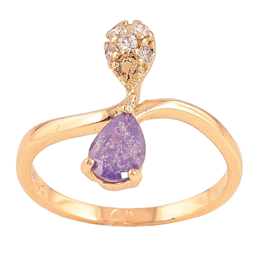 Каблучка Xuping колір Позолота 18K "Візерунок з бузковим кристалом" фото №1