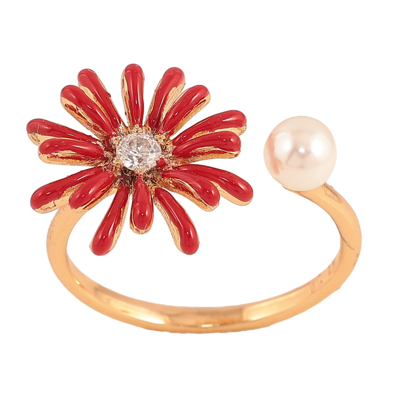 Каблучка Xuping колір Позолота 18K "Квітка з перлиною" фото №1 Каблучка Xuping колір Позолота 18K "Квітка з перлиною" фото №1