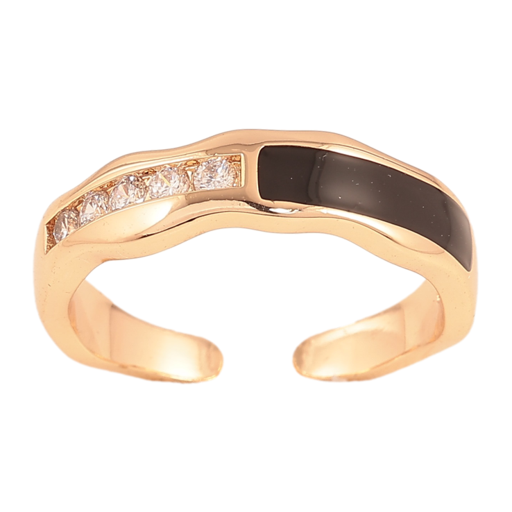 Каблучка Xuping колір Позолота 18K "Візерунок з кристалами і чорною емаллю" фото №21