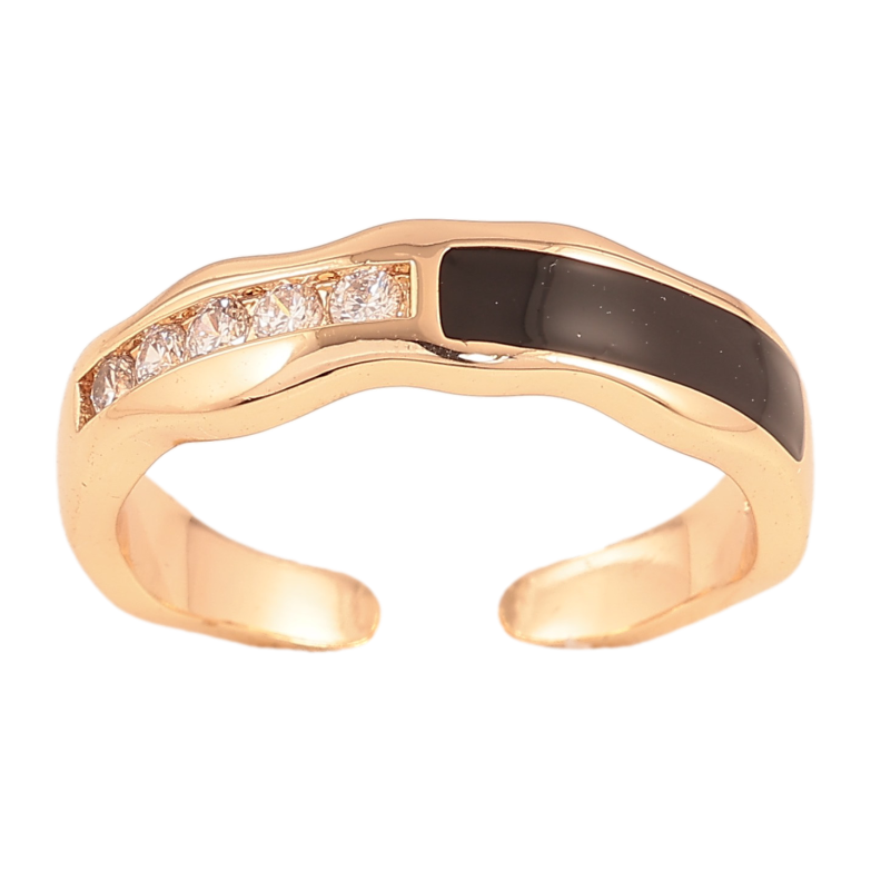 Каблучка Xuping колір Позолота 18K "Візерунок з кристалами і чорною емаллю" фото №1